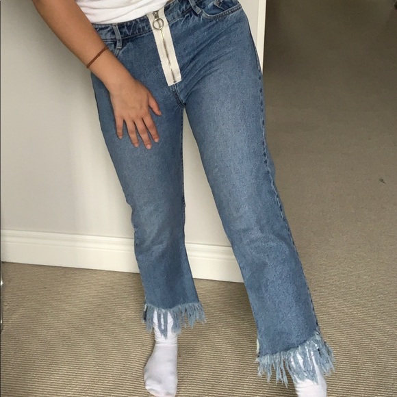 Zara Fitted Blue Distressed Jeans - Picture 3 of 5